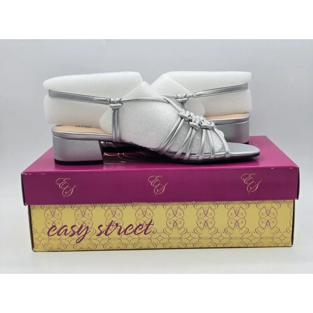 New Easy Street Womens‎ Sicilia Strappy Sandals Size 8 M Shoes Silver NIB